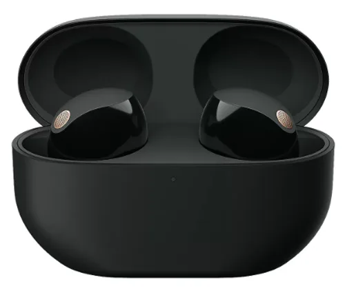 אוזניות אלחוטיות SONY WF-1000XM5B Bluetooth עם מיקרופון בצבע שחור הכוללות כיסוי טעינה
