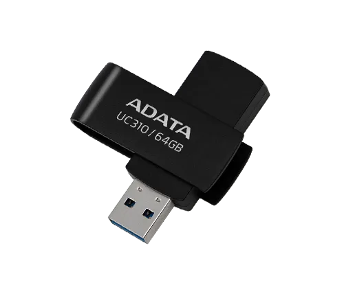 זכרון נייד ADATA UC310 USB 3.2 Gen1 - בנפח 64GB עם כיסוי מסתובב