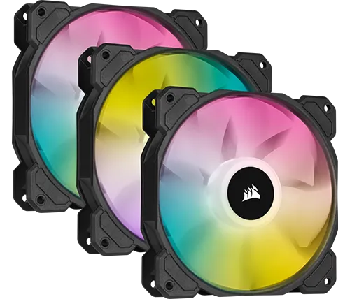 3 מאווררים למארז 12 ס''מ Corsair iCUE SP120 RGB ELITE בצבע שחור