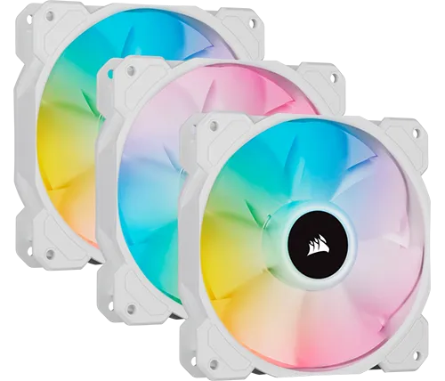 3 מאווררים למארז 12 ס''מ Corsair iCUE SP120 RGB ELITE בצבע לבן