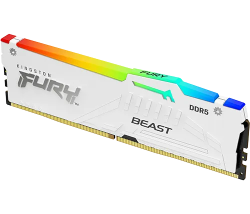 זכרון למחשב Kingston FURY Beast White DDR5 RGB 5200MHz 16GB KF552C40BWA-16 DIMM לבן