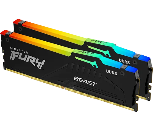 זכרון למחשב Kingston Fury Beast RGB DDR5 5600MHz 2x32GB KF556C40BBAK2-64 DIMM