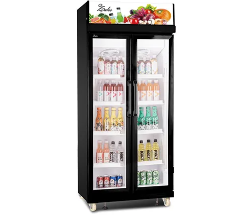 מקרר משקאות תעשייתי 2 דלתות שקופות בצבע שחור זקש EF-550 - משלוח חינם