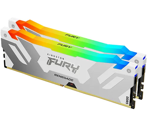 זכרון למחשב Kingston Fury Renegade RGB DDR5 8000MHz 2x16GB KF580C38RWAK2-32 SDRAM לבן