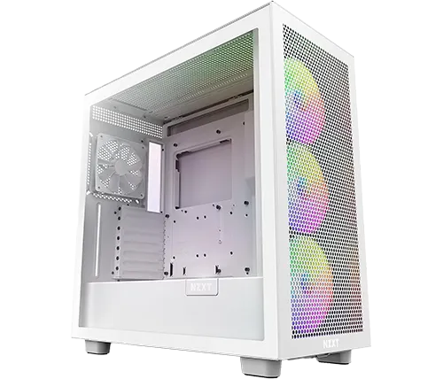 מארז מחשב NZXT H7 Flow RGB בצבע לבן כולל חלון צד Tempered Glass 
