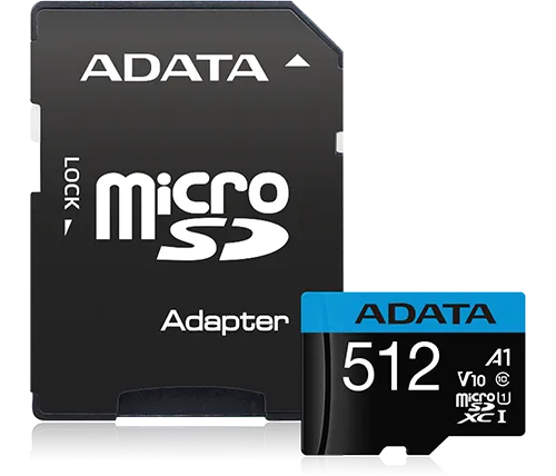 כרטיס זכרון ADATA Premier Micro SDXC UHS-I AUSDX512GUICL10A1-RA1 - בנפח 512GB כולל מתאם SD