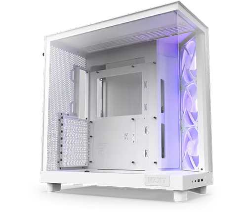 מארז מחשב NZXT H6 Flow RGB בצבע לבן כולל חלון צד