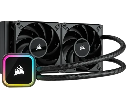 קירור נוזלי למעבד Corsair iCUE H100i RGB Elite בצבע שחור