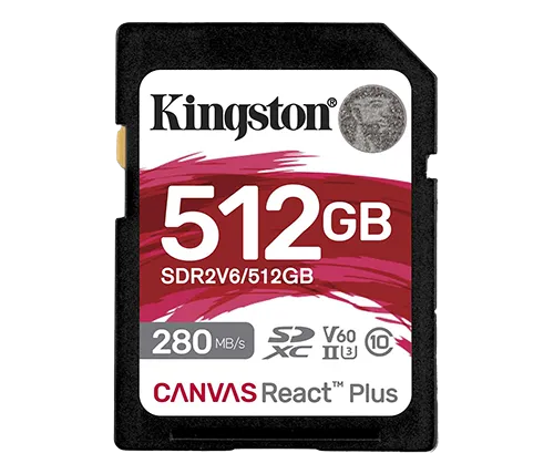 כרטיס זכרון Kingston Canvas React Plus V60 SDXC UHS-II - בנפח 512GB