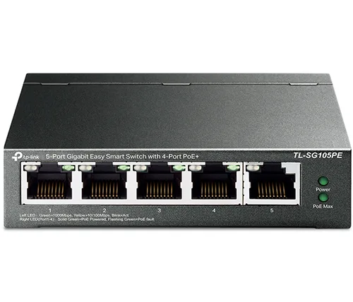 מתג +TP-Link TL-SG105PE 5-Port Gigabit Easy Smart Switch with 4-Port PoE