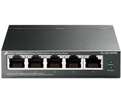 מתג +TP-Link TL-SG105PE 5-Port Gigabit Easy Smart Switch with 4-Port PoE 