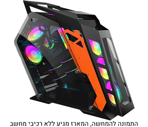 מארז מחשב גיימינג Ivory Gaming Tiger ARGB בצבע שחור וכתום