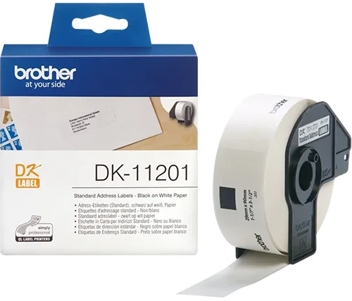 גליל תוויות Brother DK11201 29x90  לשימוש עם מדפסת Brother QL-800