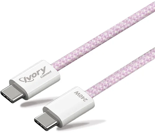 כבל טעינה Ivory Connect 240W מ USB-C ל USB-C באורך כ-1 מטר בצבע סגול