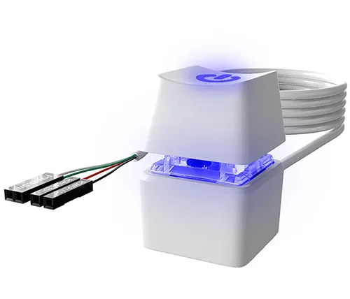 מתג הדלקה חיצוני עם תאורת LED למחשב נייח Ivory Peripherals בצבע לבן