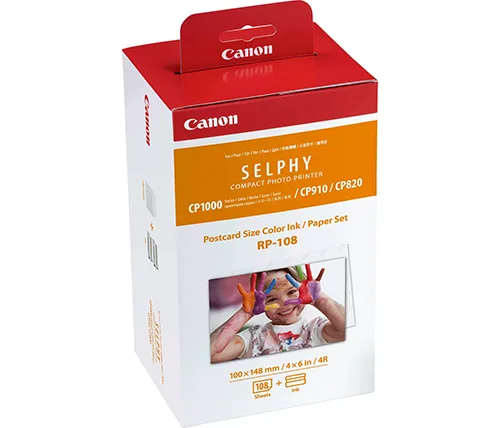 ערכה Canon RP-108 הכוללת דיו צבעוני + 108 גיליונות 100x148 מ"מ למדפסת תמונות SELPHY 