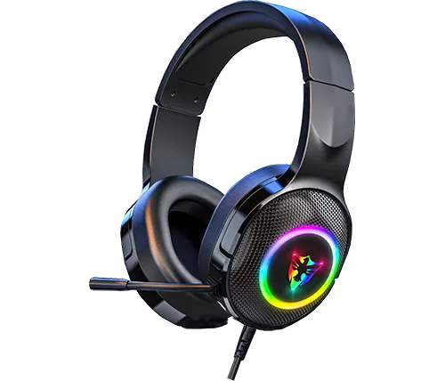 אוזניות גיימינג עם מיקרופון JW-G615 בחיבור USB בצבע שחור עם תאורת RGB