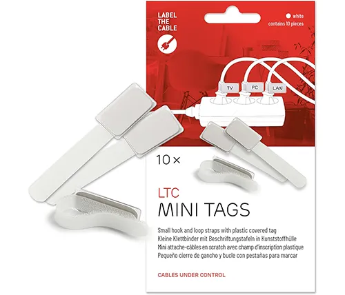 תווית + סקוטש לכבלים Label The Cable Mini Tags בצבע לבן - 10 יחידות