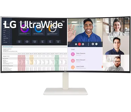 מסך מחשב לבן רחב קעור 37.5 אינץ LG UltraWide Nano IPS DisplayHDR 600 USB-C 90W 144Hz 38WR85QC-W