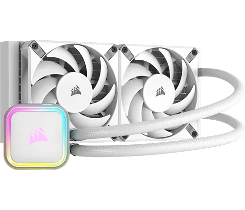 קירור נוזלי למעבד Corsair iCUE H100i RGB Elite בצבע לבן