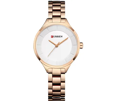 שעון יד אנלוגי לנשים 34 מ''מ Curren צבע זהב דגם CRN-W9015