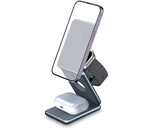 מטען אלחוטי 23W לסמארטפון שעון ואוזניות 3 ב- 1 Ivory Mobile דגם IVS-TH03 