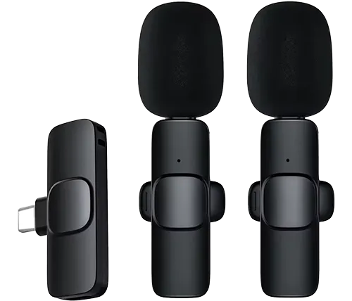 מיקרופון אלחוטי דש Ivory Sound USB-C בצבע שחור - 2 יחידות