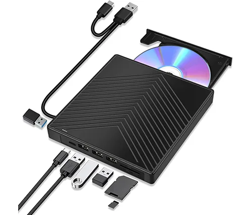 מציאון – צורב חיצוני 7 ב-1 CD DVD עם קורא כרטיסים Ivory Peripherals OPT-001 – מוחדש