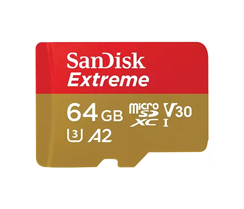 כרטיס זכרון SanDisk Extreme Micro SDXC UHS-I A2 - דגם SDSQXAH-064G-GN6GN - נפח 64GB