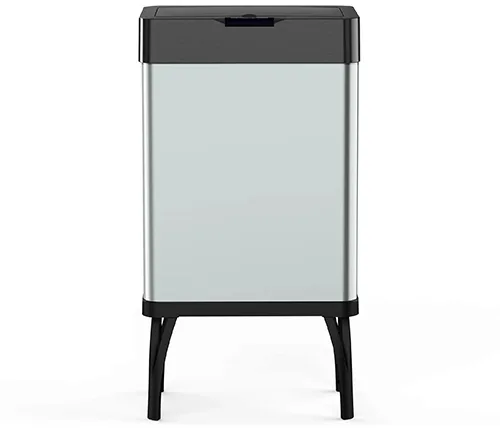 פח אשפה למטבח חשמלי 50 ליטר מנירוסטה בצבע כסוף עם מכסה שחור Ivory Home TRASH-50L-B