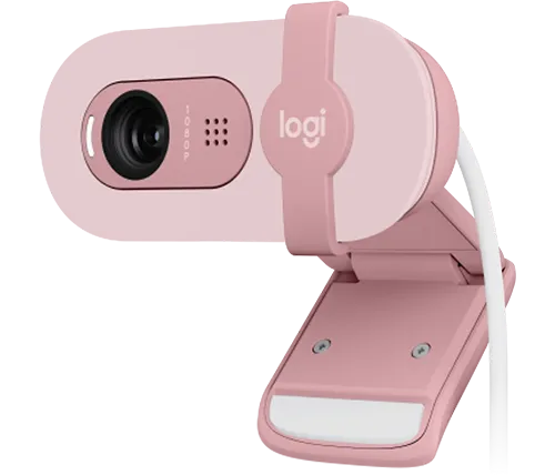 מצלמת רשת Logitech BRIO 100 Full HD 1080p בצבע ורוד