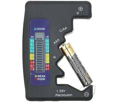 בודק סוללות דיגיטלי אוניברסלי Ivory Energy - לסוללות 1.5V, C, D, N, 9V, AA, AAA