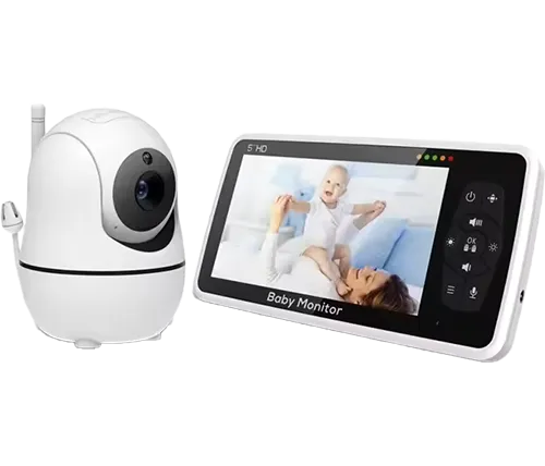 מוניטור וידאו לתינוק Ivory Peripherals 360° עם מסך 5 אינץ ומצלמה