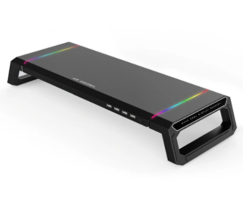 מעמד הגבהה למסך מחשב עד 27 אינץ' - תאורת RGB - שחור - Ivory Peripherals