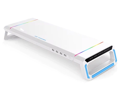 מעמד הגבהה למסך מחשב עד 27 אינץ' - תאורת RGB - לבן - Ivory Peripherals