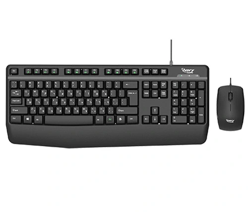 סט מקלדת ועכבר חוטיים Ivory Peripherals S110 רוסית עברית ואנגלית בצבע שחור 