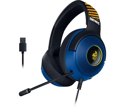 אוזניות גיימינג עם מיקרופון Razer Kraken V3 X Fortnite Edition RGB בצבע כחול