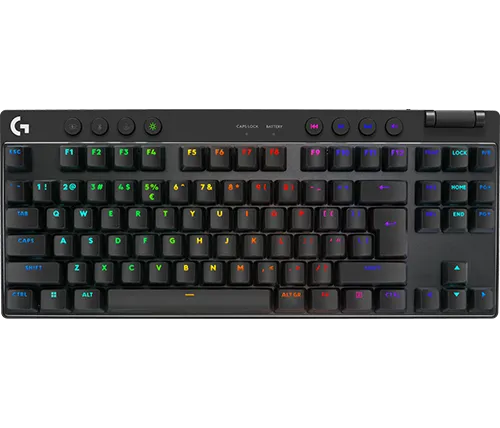 מקלדת גיימינג מכנית אלחוטית Logitech Pro X TKL Tactile Switch RGB בצבע שחור