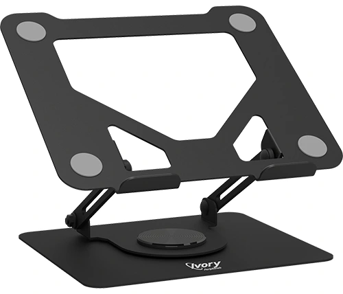 מעמד מתכוונן למחשב נייד ולטאבלט עד 17 אינץ' - סיבוב 360° - צבע שחור - Ivory Peripherals