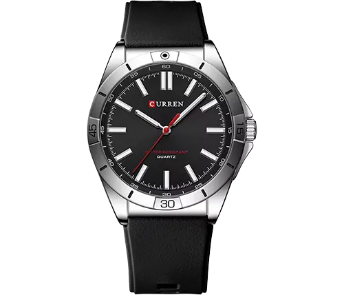 שעון יד אנלוגי לגבר 44 מ''מ Curren צבע כסוף/שחור דגם CRN-M8449BLKSLV