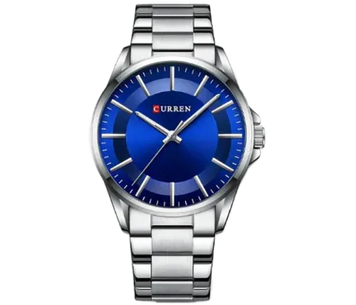 שעון יד אנלוגי לגבר 43 מ''מ Curren צבע כסוף/כחול דגם CRN-M8429SLVBLU