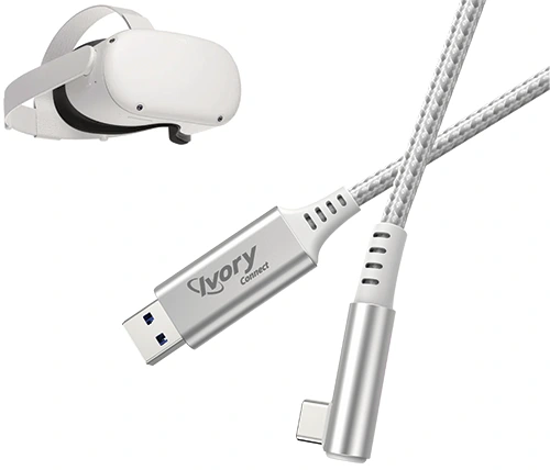 כבל טעינה למשקפי מציאות מדומה USB-A Oculus (Meta) ל-USB-C באורך 5 מטר Ivory Connect