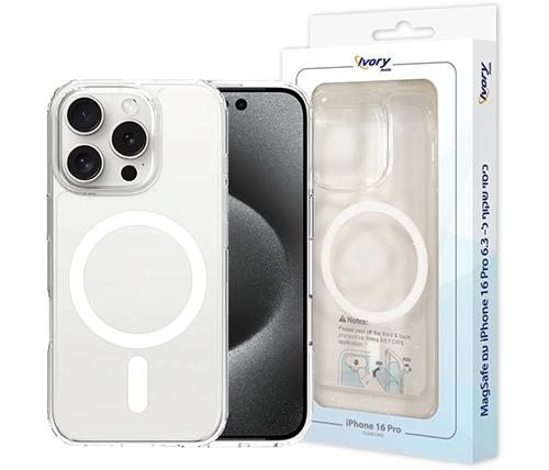 מגן לאייפון 16 פרו MagSafe שקוף Ivory Mobile
