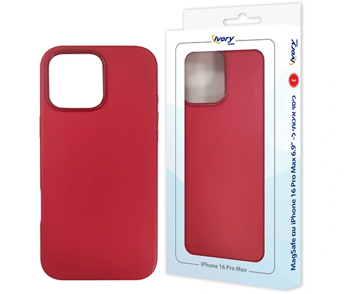 מגן לאייפון 16 פרו מקס בצבע אדום Ivory Mobile תומך Mag-Safe