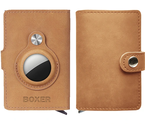 ארנק עם הגנת RFID ואפשרות AirTag - גוון קאמל - Boxer