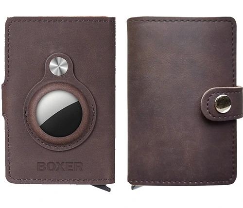 ארנק עם הגנת RFID ואפשרות AirTag - בצבע קקאו - Boxer