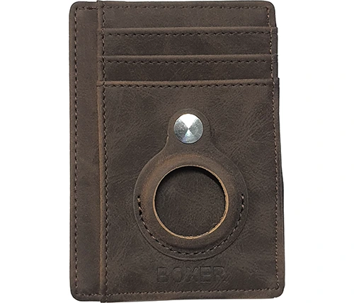 ארנק גברים קומפקטי לכרטיסי אשראי ו-AirTag בצבע קקאו - Boxer