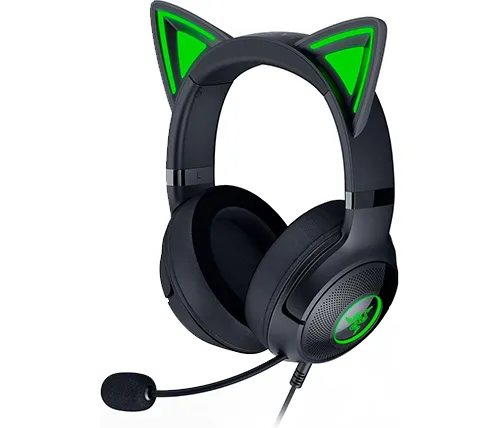 אוזניות גיימינג עם מיקרופון Razer KRAKEN KITTY V2 - בצבע שחור