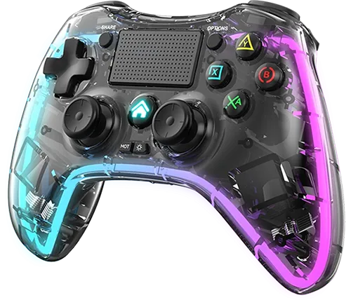 שלט אלחוטי שקוף ל-PS4 ולמחשב עם תאורת RGB דגם HS-PS4229