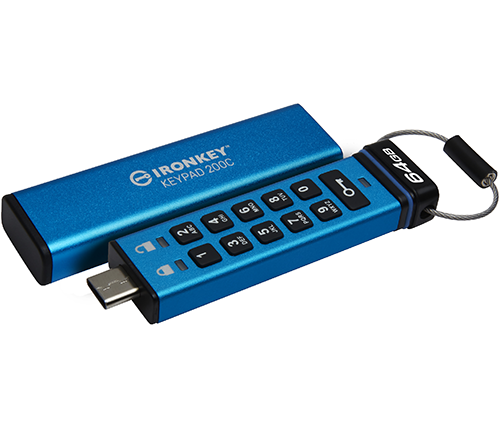 זכרון נייד מוצפן עם סיסמה Kingston IronKey Keypad 200 64GB USB-C